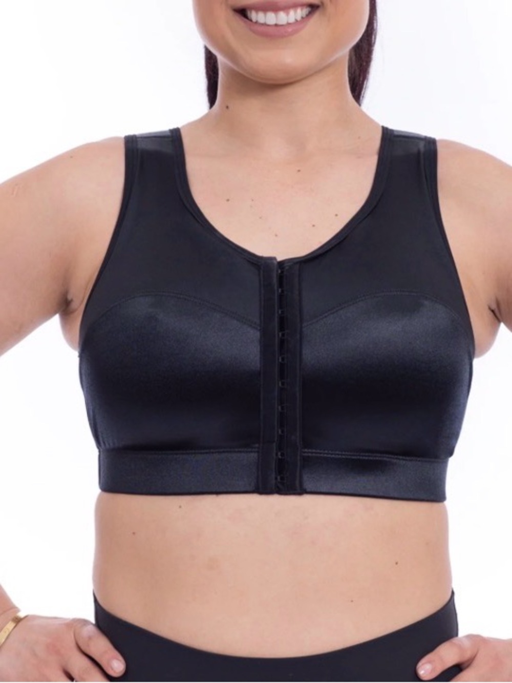 ENELL Front-Closure Black Support Sports Bra Sz 3 nwt